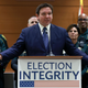 Florida Gov. Ron DeSantis speaks during a press conference held at the Broward County Courthouse on August 18, 2022, in Fort Lauderdale, Florida. The Governor announced during the press conference that the state’s new Office of Election Crimes and Security has uncovered and is in the process of arresting 20 individuals across the state for voter fraud.